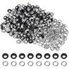 QUARKZMAN 200 Set Kit Occhielli in Metallo 5mm 3/16 Occhiello per Teloni Piccolo con Foro Rondelle per Scrapbooking Scarpe Abbigliamento Pelle Tela, Nero Opaco
