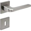 FELGNER Maniglia Cortina per porte interne | maniglia per porta moderna e di alta qualità | ferramenta per porta con rosetta | per porte interne e delle camere | Nichel opaco | con 2 chiavi