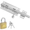 REBECCAGIBSON Chiavistello Per Porta Scorrevole Con Foro Per Lucchetto,Cancello Inox,Catenaccio Ingresso,Serratura Di Sicurezza Su Entrambi I Lati,Lucchetto Porte Blindate,16cm