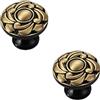 CcHhyyt 2 pomelli per armadietti vintage in ottone con motivo floreale, pomelli per mobili antichi in metallo, oro nero, pomelli per mobili, pomelli per cassetti, maniglie per porte, pomelli per
