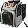Zavothy Zaino per Cani e Gatti, Zainetto Trasportino Portatile e Pieghevole, con Finestra a Rete e Supporto Imbottito per la Schiena, Traspirante, Carico Massimo 8kg (Espandibile Grigio)