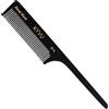 KYVU Pettine a coda con manico B14 - pettine fatto a mano a denti fini - 18,7 cm - Acetato di cellulosa, finitura nera