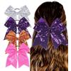 Nishine Confezione da 4 fiocchi elastici per coda di cavallo da 20,3 cm, per ragazze e ragazze (confezione viola)