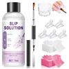 WEILAOK Soluzione per Acrygel,Soluzione Acrigel per Unghie,Slip Solution Acrygel,75 ML Liquido Acrygel, Pennello Acrigel per Unghie,Tazza di Cristallo,5 Clip per Manicure,100 Fogli di Pulizia (A) (B)