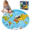Funsland Puzzle Bambini 3 Anni, 70 Pezzi di Puzzle Della Mappa del Mondo, Giochi per Bambini Puzzle Cartone Materiale, Regalo Bambina per Feste di Compleanno 4 5 6 7 8 9 10 Anni