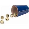 GICO - Bicchieri per dadi in vera pelle standard (9 cm), colore: blu con 6 cubi- 5904