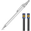 OFFCUP Set Matite Meccaniche, 0.5mm Portamine in Metallo, Art Matite Con 2 Tubo HB Mine per Artista, Studenti, Bambino - Disegno, Scrittura, Schizzi (Argento)