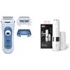 Braun Silk-épil Depilatore Donna, 3in1, Epilatore con senza Fili, Trimmer & Esfoliante, Delicato sulla Pelle, LS5-160 Azzurro e Bianco & Face Rasoio Viso Donna Elettrico Tocco Finale Per Baffetti