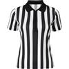 NW NATIONWEAR Nationwear Maglia Arbitro a Righe per Uomo e Donna - T‑Shirt Classica Nero & Bianco con Colletto e Mezza Cerniera, Manica Corta, Leggera in Poliestere Asciugatura Rapida