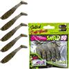 SEABUZZ Set di esche da pesca in gomma, 5 pezzi x 50 mm, esche in gomma per pesce gatto e lucioperca e luccio, per trote e pesce persico, set da pesca per acqua dolce e salata (oro scuro/seed)