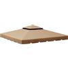 Outsunny Tetto per Gazebo 3x3 m a 2 Livelli con 8 Fori di Drenaggio in Poliestere Cachi | Aosom Italy