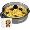 Bestron Padella Elettrica XL per Feste, Padella Grande Multifunzione Ø40 cm con Coperchio in Vetro, Rivestimento Antiaderente, 1500 Watt, AHP1800Z, Colore: Nero