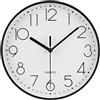 Topkey 9" Silent Round Wall Clock Arabic Numerals Easy Read Clock for Living Room, Bedroom,school and nursery Battery Not Included - Black