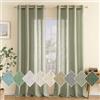 EMEMA Tende in lino con occhielli, effetto lino, moderne, semitrasparenti, per soggiorno, camera dei bambini, set da 2, 140 x 260 cm (larghezza x altezza), verde salvia