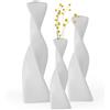 Grünara Set di 3 vasi in ceramica bianca - Set di 3 vasi per decorazione moderna della casa, vaso per fiori per erba della pampa e fiori secchi