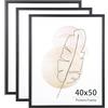 KAIWIN Set di 3 cornici per foto in legno, 40 x 50 cm, colore nero, per montaggio a parete, per casa, ufficio, galleria, vacanze, con foto, poster, puzzle