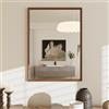 WEER Specchio da Parete Vintage, 50x70 cm Cornice Polimero Specchio da Bagno Marrone con Effetto Legno Impermeabile Specchi Decorativo Rettangolare per Camera Letto Soggiorno Orizzontale o Verticale