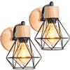 TOKIUS 2 Pezzi Lampada da Parete Industriale, Applique da parete E27 In Legno