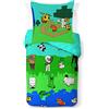 Jay Franco - Set di biancheria da letto in 100% cotone, motivo: Minecraft Creative Mode, per letto singolo, copripiumino da 135 x 200 cm e federa da 80 x 80 cm