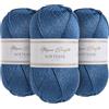Utopia Crafts Softease - Filato per lavoro a maglia e uncinetto, 3 pezzi, 100 g (blu caldo)