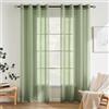 EMEMA Sheer - Set di 2 tende in voile con occhielli, trasparenti, in voile, poliestere, per soggiorno, camera da letto, 140 x 260 cm (larghezza x altezza), colore verde salvia