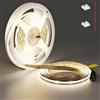 TOPAI Striscia LED COB, 12V Bianco Naturale 4000K PCB Nero, 5 Metri, 480 LED/m, 4000lm CRI>90, Autoadesiva Flessibile e Tagliabile per Cucina, Illuminazione Armadi, Soggiorno, Interna