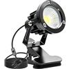 WIYETY Faretto a LED con morsetto: alloggiamento in alluminio, IP65, impermeabile, da giardino con spina e interruttore da 1,8 m, illuminazione da giardino per interni ed esterni (bianco caldo)