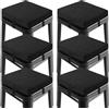 OVOV Set di 6 cuscini quadrati antiscivolo per sgabelli da bar con laccetti, piccoli cuscini per sedie con fodera lavabile, 30,5 x 30,5 cm, colore: nero