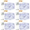 VIKY 6 luci a LED con timer, 3 m, 30 LED, micro filo di rame, per interni, funzionamento a batteria, luce bianca fredda, con timer per matrimoni, Capodanno, decorazione natalizia