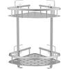 GERUIKE Mensola Doccia Angolare Senza Foratura - Mensole Bagno Adesive - Organizer Bagno Portaoggetti Doccia - Parete, Alluminio, Antiruggine, Argento, 2 Livelli Porta Bagnoschiuma da Doccia