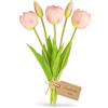MIJOMA Tulipani artificiali, fiori artificiali, Real Touch, decorazione da tavolo (5 pezzi, lunghezza 28 cm, rosa chiaro)