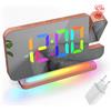 Lancoon Sveglia RGB con proiettore, 11 colori, visualizzazione dell'ora, 6 livelli di luminosità, volume sonnolento, modalità 12/24H, spina inclusa