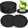 AUAUY 6Pz Rotondi Isolanti Sottobicchieri, Sottobicchieri in Silicone, Nero