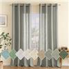 EMEMA Tende in lino con occhielli, effetto lino, moderne, semitrasparenti, per soggiorno, camera dei bambini, set da 2, 140 x 260 cm (larghezza x altezza), grigio chiaro