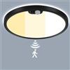 LEZOE Plafoniera LED con sensore di movimento, lampada da soffitto con sensore PIR da 24W 2650LM 3000K/4000K/6500K per bagno, garage, scale, cantina, corridoio, balcone Ø30*2.5cm