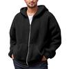 Felpa con cappuccio da uomo foderata in pile Sherpa con cerniera, morbida e calda, spessa, antivento, con fiocchi di neve, Babbo Natale, stampa grafica, felpa con cappuccio con tasche, 1 rosso., S
