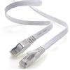 1aTTack.de Cavo di rete piatto Cat.7 Gigabit Ethernet Lan (RJ45), 10Gbit/s, compatibile con Cat.5 -Cat.5e - Cat.6 Bianco - 1 pezzo 0,25 m