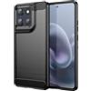 WJXEXRS Cover per Motorola Moto G86 5G, Custodia Spazzolata e Fibra di Carbonio Morbido Silicone TPU Slim Fit, Antiurto, Antigraffio, Antiscivolo, Custodia Motorola Moto G86 5G -Nero