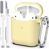 MHYALUDO Custodia per Airpods 1a/2a generazione (2016/2019),Custodia protettiva in morbido silicone per Airpods 1a/2a con LED visibile sulla parte anteriore,con kit di pulizia,Giallo