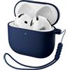 ORNARTO Cover Silicone per AirPods 4 (2024), Protezione per AirPods 4 Generation [con Laccio], Custodia Airpods 4 [Protezione Completa]- Blu profondo
