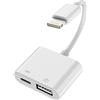 Kefiany Cavo di ricarica da Lightning a USB femmina (2 in 1) per iPhone 14 Pro Max, certificato per Apple MFI, porta OTG 3.0, lettore di schede USB-A, chiave tastiera, file fotocamera e presa