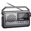 PRUNUS J-15 Radio Portatile FM/AM/SW, Radiolina Portatile con Oversize Manopola e Altoparlante Grande, Radio a Batteria o Alimentazione CA, con Torcia e Cavo Elettrico, per Anziani (Argento)
