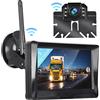 Hodozzy Kit Telecamera per Retromarcia Wireless Digitale, 5 Pollici Monitor LCD, HD Telecamere per Posteriore Senza Fili, Impermeabile IP 69 Super Visione Notturna per Auto/Camion/Camper/SUV 12V-24V