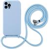 Hadwii Cover con Cordino per iPhone 15 Plus Custodia con Regolabile Collana Necklace Antiurto AntiGraffio Morbido Fodera in Microfibra Case con Laccio Tracolla per iPhone 15 Plus, Azzurro