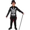 Smiffys Costume da scheletro da senore del giorno dei morti, con giacca, camicia finta, cravatta finta, cappello e maschera, costume per Halloween da bambino, costume da scheletro