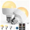 Behogan 2 lampadine ricaricabili con telecomando, E26, 3 colori, dimmerabili, con base magnetica, gancio e telecomando, funzione temporizzazione, 3000 - 6000 K