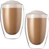 PRITOK Latte Macchiato Bicchieri a doppia parete: set da 2 bicchieri da caffè a doppia parete in vetro borosilicato, cappuccino, tazze da tè isolate, lavabili in lavastoviglie