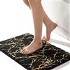QJHOMO Tappetino da bagno nero 40 x 60 cm Tappetino da bagno antiscivolo a strisce dorate, tappeto assorbente in microfibra, lavabile in lavatrice, per doccia, soggiorno, camera da letto