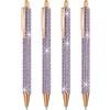 PATIKIL Penna A Sfera Con Cristalli, 4 Pack Penne A Sfera Perle Cristallo Inchiostro Nero Punto 1.0mm Sparkly Per Donne Regalo Ufficio Appunti Journaling, Viola