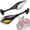 PSLER Specchietti Retrovisori Con Luce di Svolta a LED per La Maggior Parte Delle Moto Sportive(Carbonio)